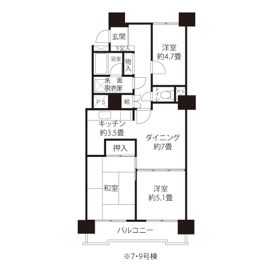 コーシャハイム臨海町二丁目 A1612 間取り図