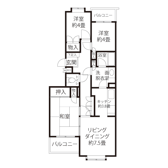 A1652タイプの間取り図