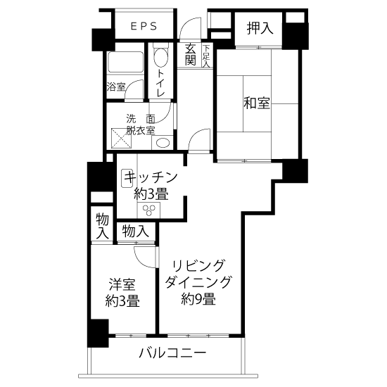 1-2707号室の間取り図サムネイル