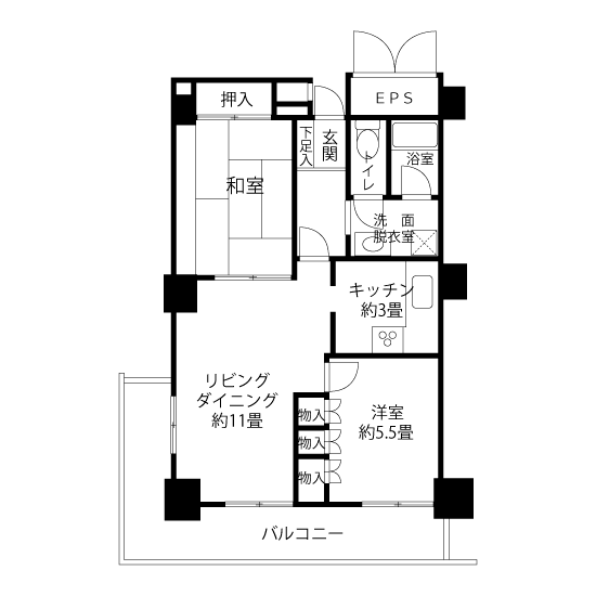 コーシャタワー小松川 A1702 間取り図