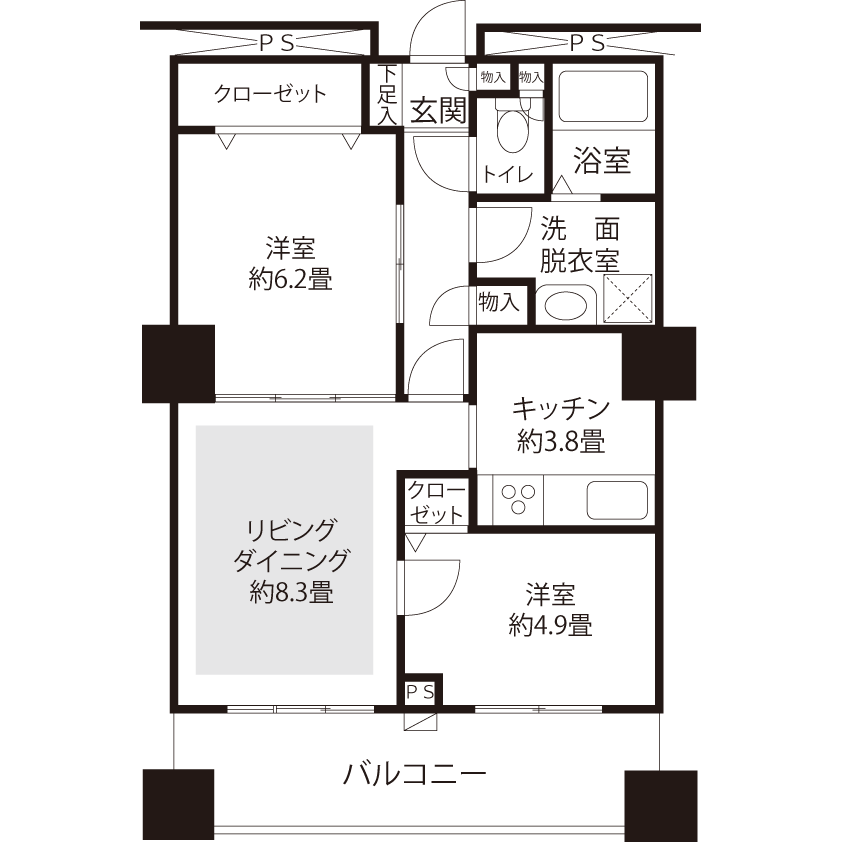 エミエルタワー竹の塚 A6023 間取り図
