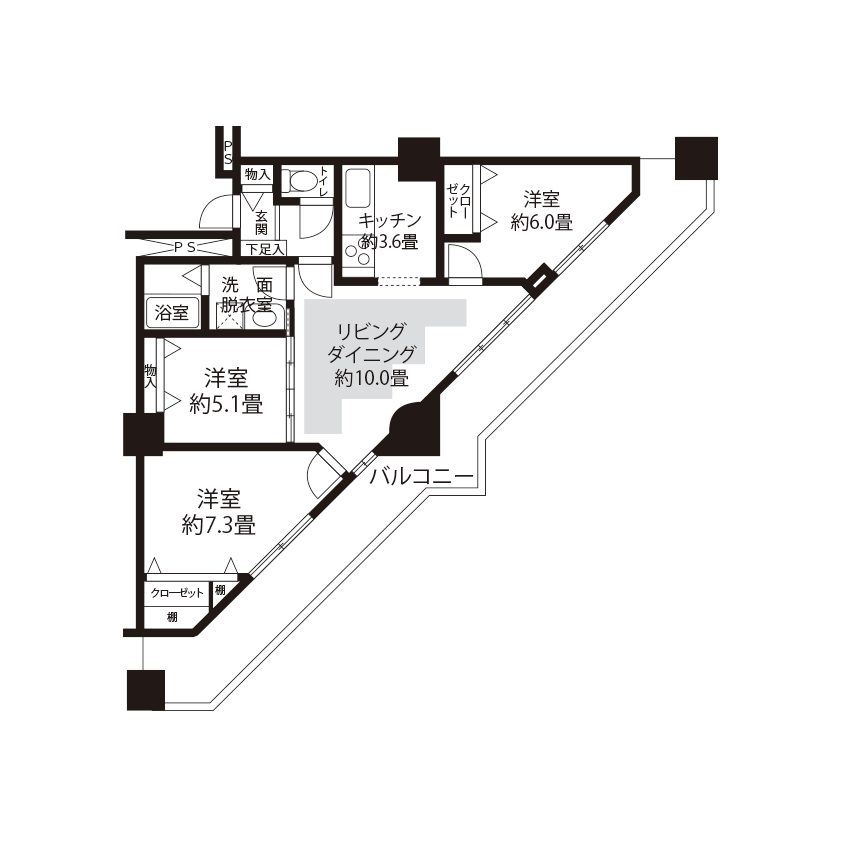エミエルタワー竹の塚 A6025 間取り図