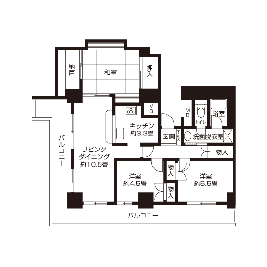 コーシャタワー小松川 C1704 間取り図