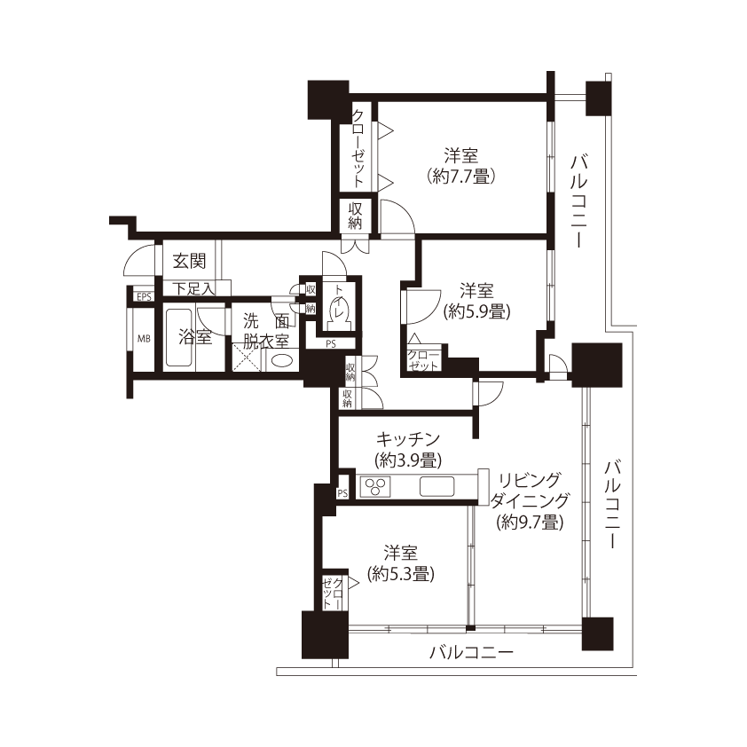 トミンタワー飯田橋三丁目 C5153 間取り図