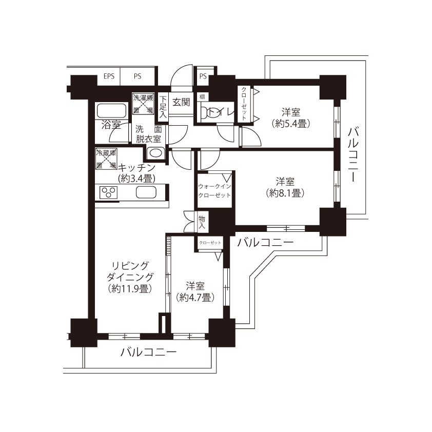 トミンタワー台場一番街 C5413 間取り図