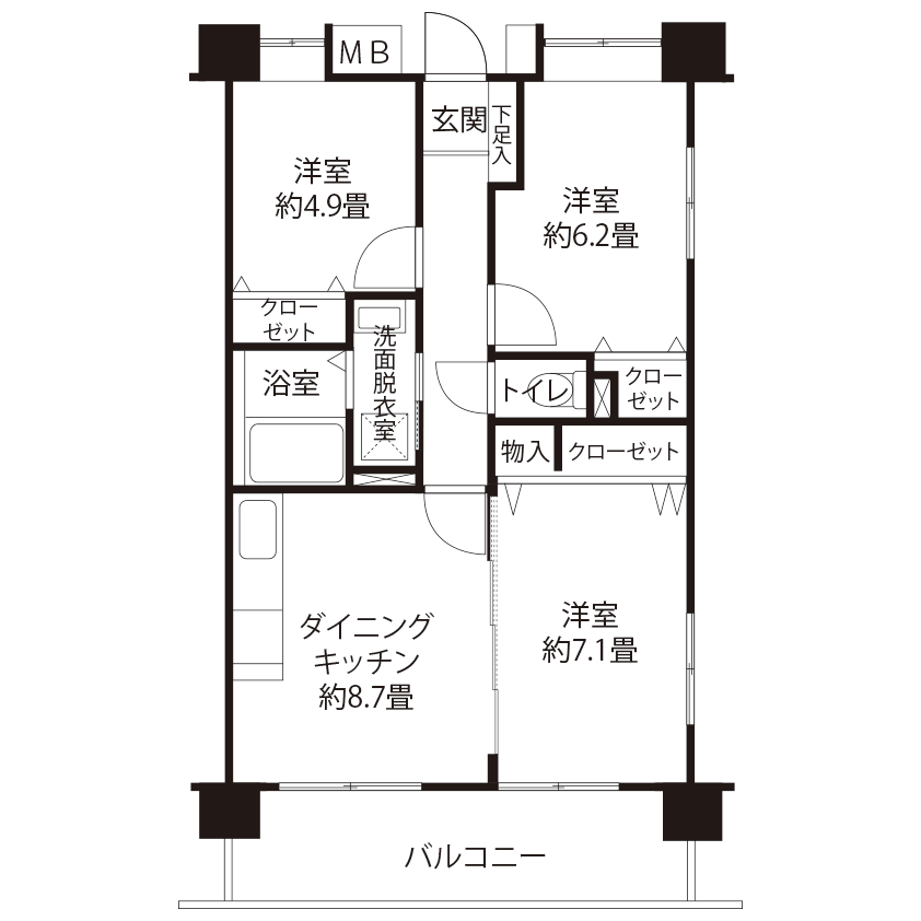 コーシャハイム坂下 H1845 間取り図