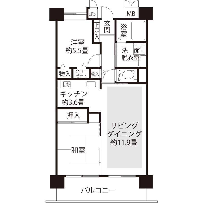 L1854タイプの間取り図