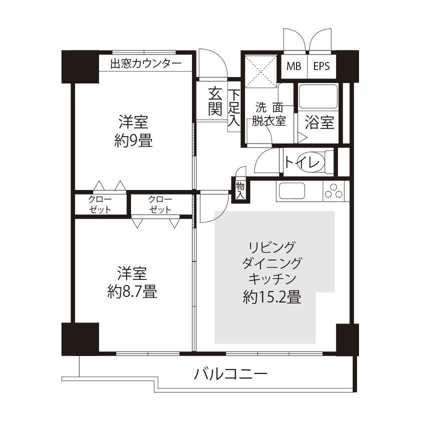 1-1001号室の間取り図サムネイル