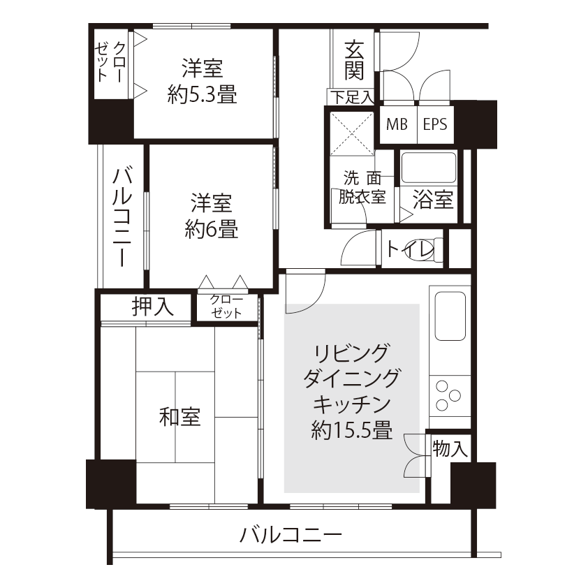 L1863タイプの間取り図