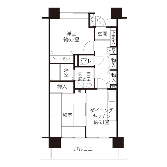 コーシャハイム小日向 L8202 間取り図
