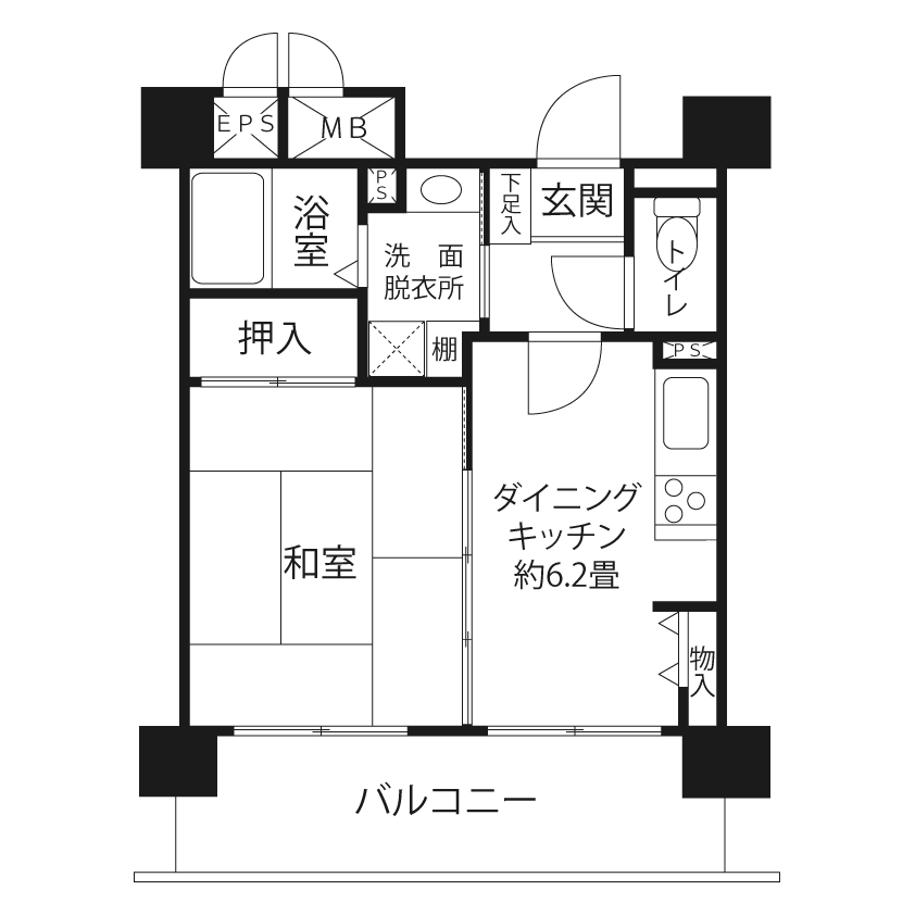 1-613号室の間取り図サムネイル