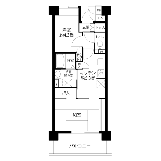 2-410号室の間取り図サムネイル