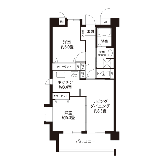 2-217号室の間取り図サムネイル