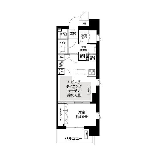 1-301号室の間取り図サムネイル