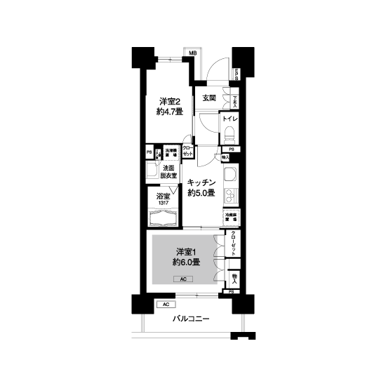 コーシャハイム向原 L8659 間取り図