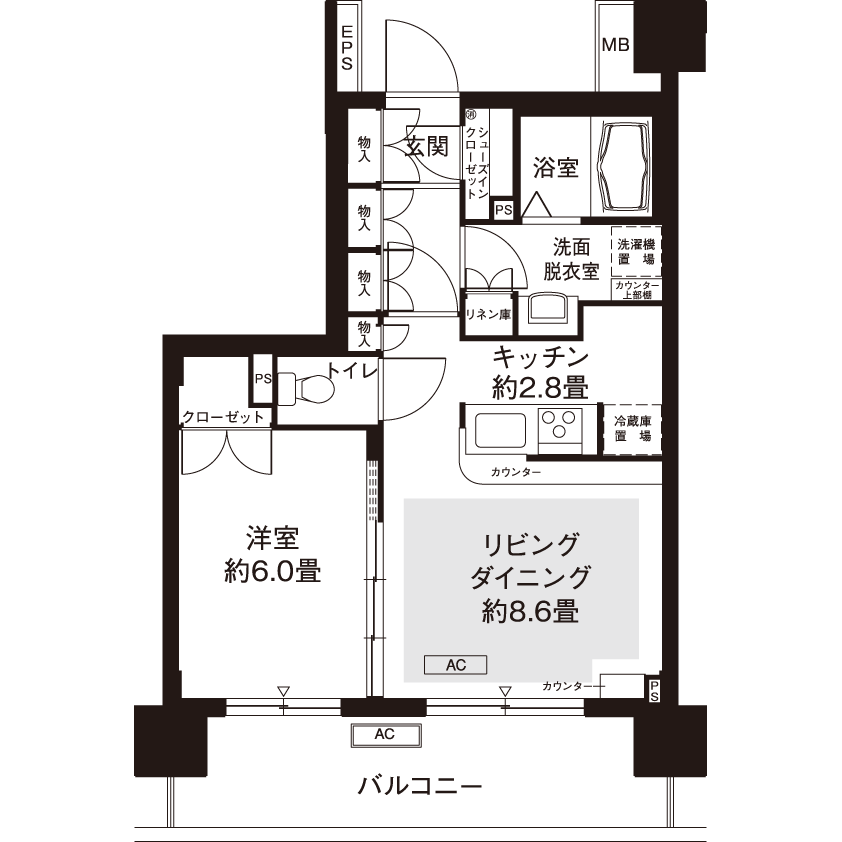 1-608号室の間取り図サムネイル