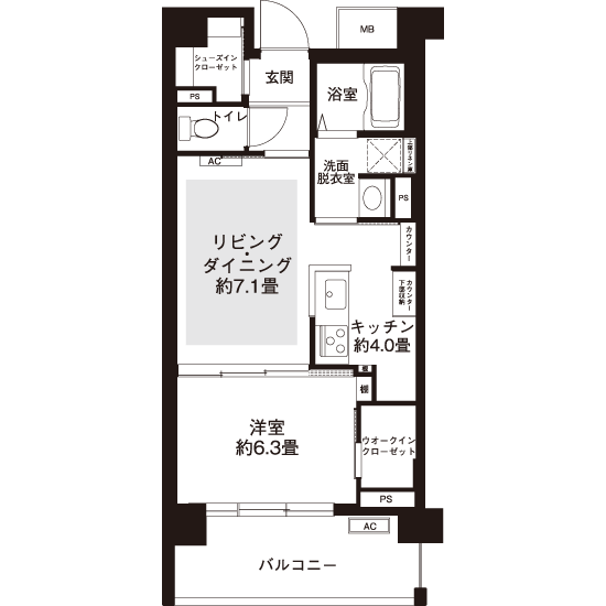 1-305号室の間取り図サムネイル