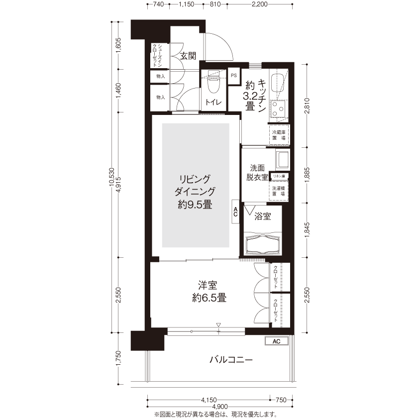 1-1305号室の間取り図サムネイル
