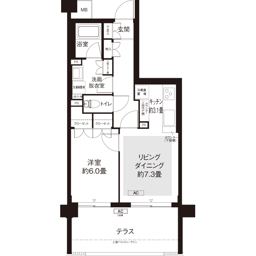 1-103号室の間取り図サムネイル
