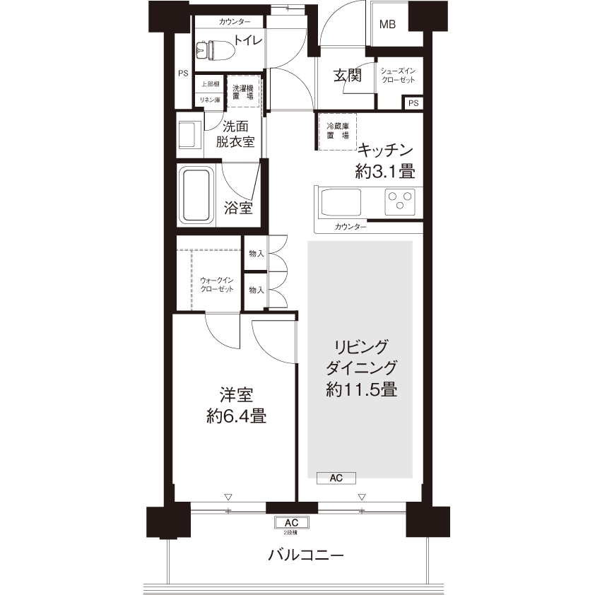 1-320号室の間取り図サムネイル