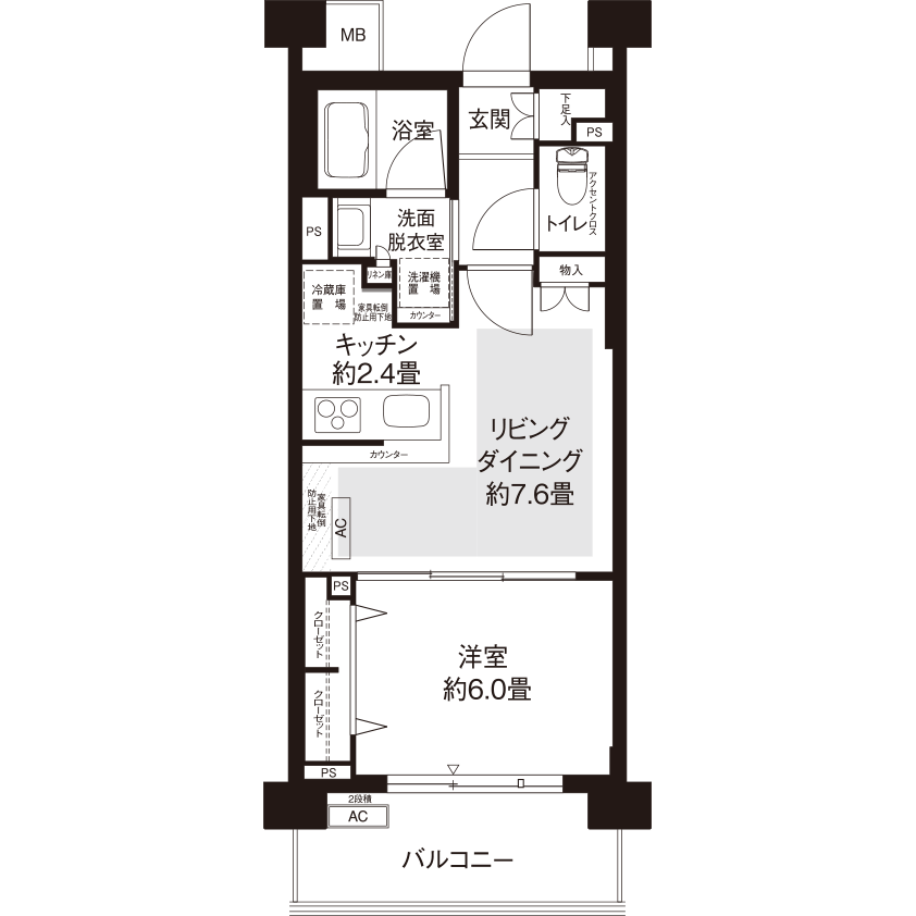 B-B409号室の間取り図サムネイル