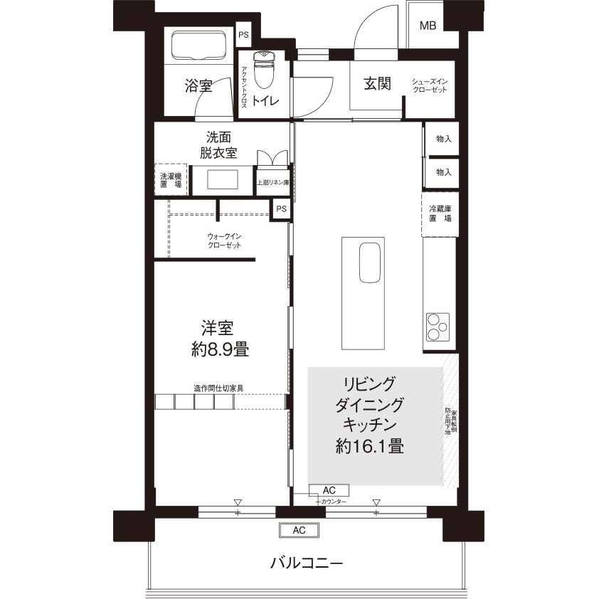 B-B414号室の間取り図サムネイル