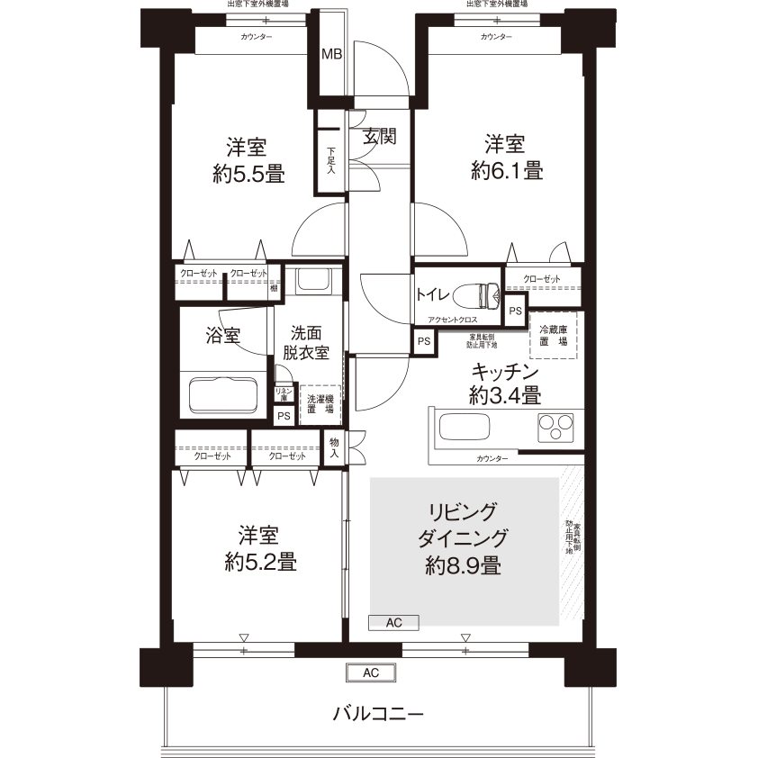 カーメスト新高円寺 L8801 間取り図