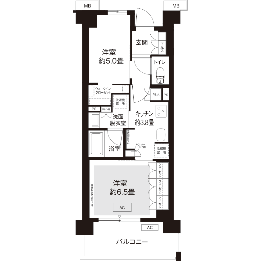 A-102号室の間取り図サムネイル