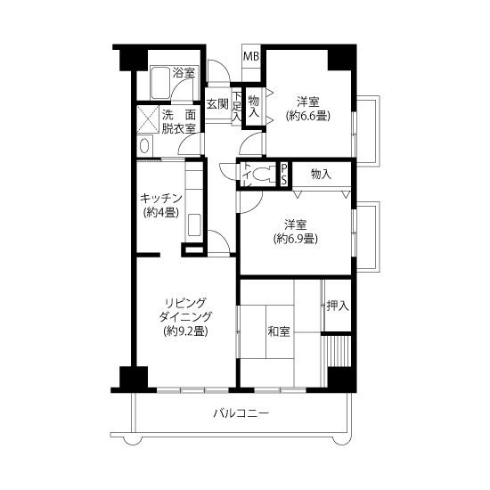 1-301号室の間取り図サムネイル