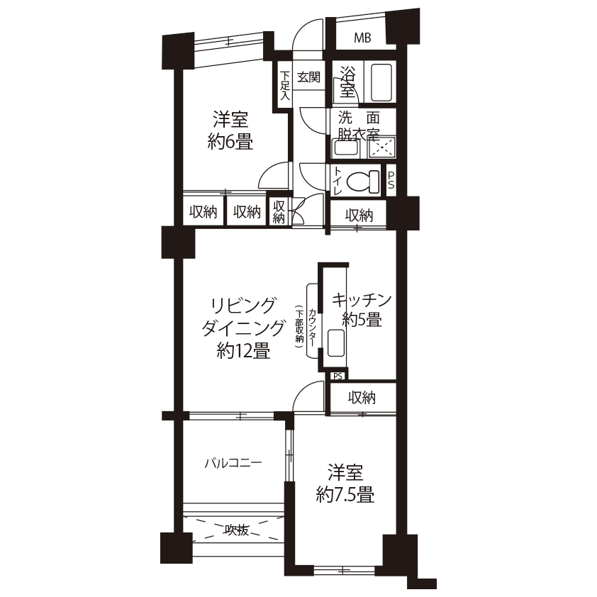1-607号室の間取り図サムネイル