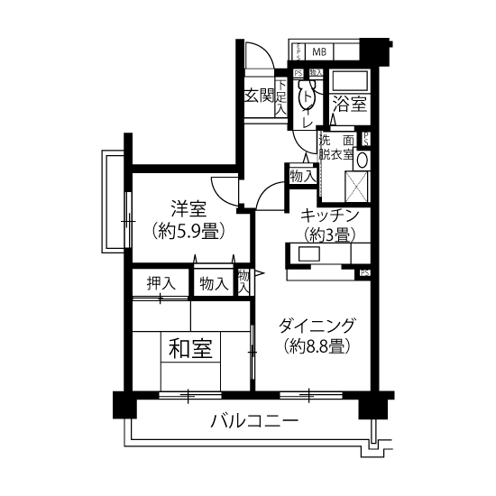 1-106号室の間取り図サムネイル