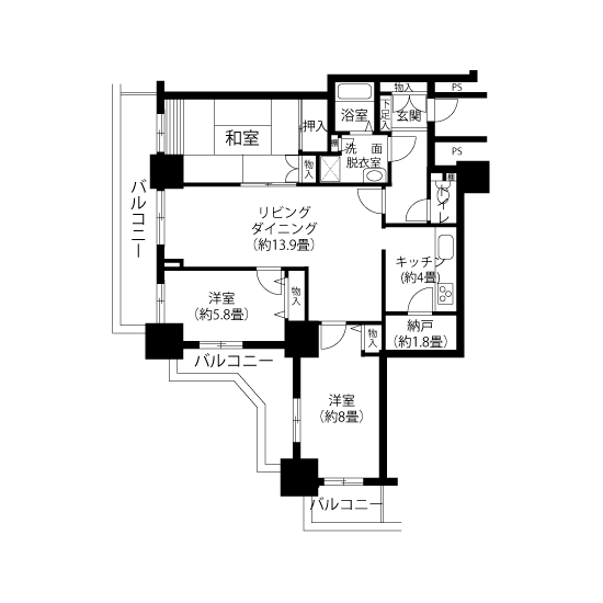 トミンタワー台場一番街 A5413 間取り図