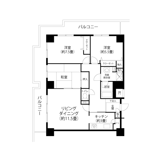 センターまちや A5214 間取り図